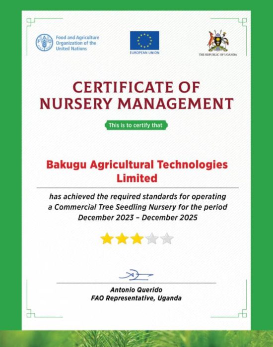 Our Nursery Activities are authorized by FAO and the Gov't of Uganda